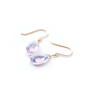 孤石榴石/薰衣草石英（平墜）K10 鉤形耳針~ESPOIR~