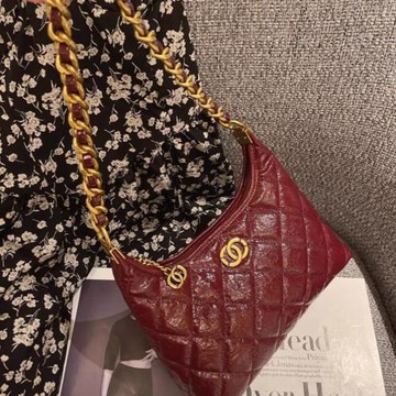 法國MK腋下包包女2025新款高級感真皮菱格鏈條包大容量單肩斜挎包