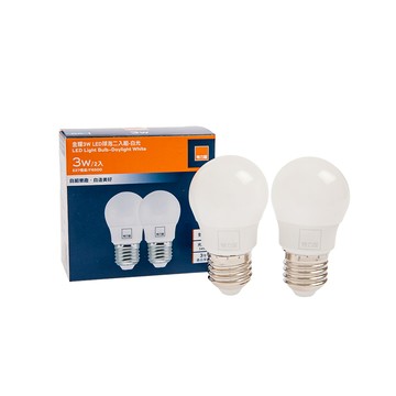 特力屋 金耀3W LED球泡 白光2入