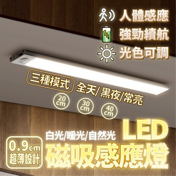 【POWER FIT 勁力適】LED感應燈 感應燈 燈條 免安裝 磁吸式燈條 玄關燈 照明燈 小夜燈 床頭燈 充電燈