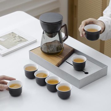 啟悅飄逸杯泡茶壺半自動懶人泡茶神器陶瓷功夫茶具套裝高檔伴手禮
