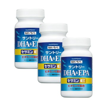 【三得利】魚油 DHA＆EPA+芝麻明E 120錠x3(芝麻明E DHA&EPA 反應靈活、代謝清澈)官方直營