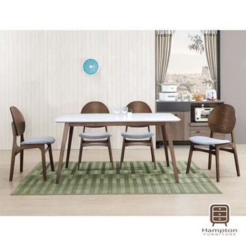 【Hampton 漢妮】伊雅德石面餐桌椅組-1桌4椅