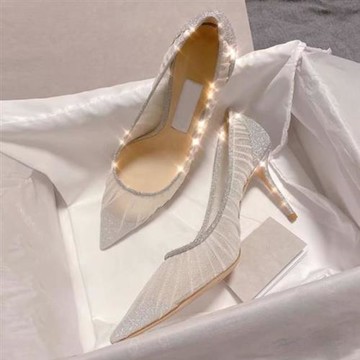 【Taroko】仙女網紗亮粉淺口尖頭跟鞋(白銀色各2種跟高可選)