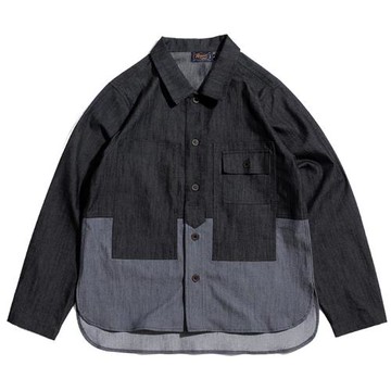 2021美式復古Nigel多口袋工裝襯衫外套日系咔嘰寬松拼接襯衣男女