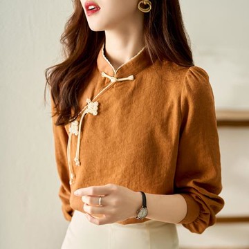 2023年春夏新款新中式復古盤扣襯衫中國風顯瘦甜美通勤漂亮上衣女