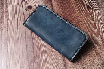 Loup leather art - 手工製磨砂植鞣革長夾