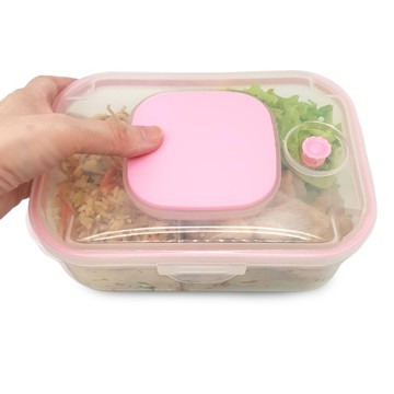 【摩肯】按壓式真空耐熱二分隔保鮮盒1200ml/飯盒 密封保溫盒(無須抽氣棒)