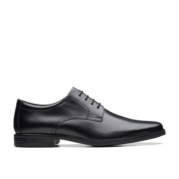 Clarks 都會紳士-Howard Walk寬楦微方頭柔軟皮革素面紳士鞋(黑色) CLM61285D