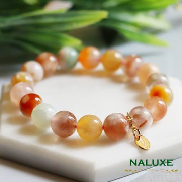 水晶【Naluxe】收藏級精品櫻花瑪瑙開運手鍊(中和負能量招財納福避邪)