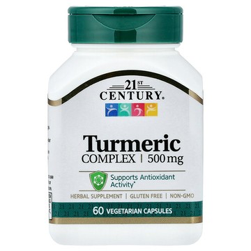 21st Century, 薑黃複合物，500毫克，60粒素食膠囊