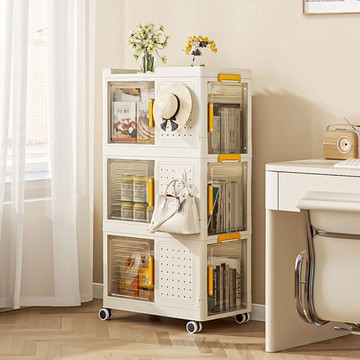 AOTTO 創意傢俱 56面寬三層多功能洞洞板收納櫃 AC-202  56 x 32 x 99cm  奶油白