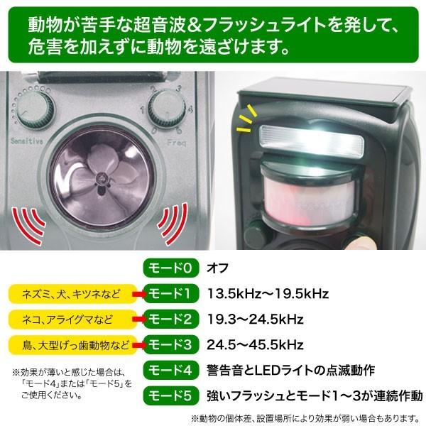 ソーラーパネル動物撃退器 超音波式 ソーラー電源 害獣撃退 食害 フン尿 騒音###動物撃退器GH-501###