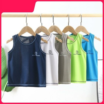 新款 兒童速干背心夏季中大男童運動無袖吊帶網眼透氣童裝T恤
