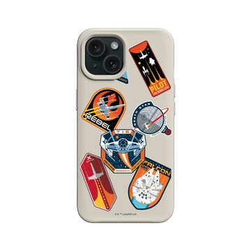 iPhone 15 SolidX 貝殼灰 - 迪士尼-星際大戰 Star Wars - 太空任務徽章-貼紙系列