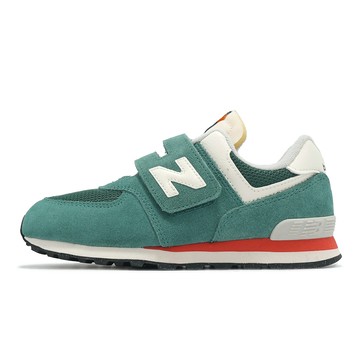 New Balance NB 休閒鞋 574 中童 寬楦 綠 紅 魔鬼氈 小朋友 麂皮 拼接 經典 NB PV574VPG-W