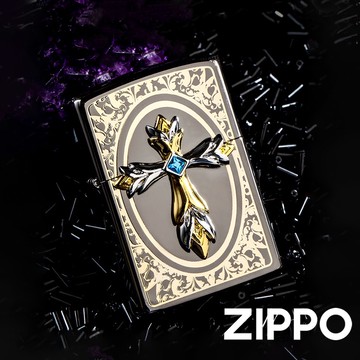 [隔日到貨] ZIPPO 亞洲限定防風打火機 皇冠水晶十字架 ZA-1-38A 黑冰 美國製 煤油打火機