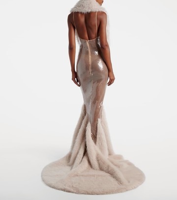 David Koma Scarf-detail sequined gown