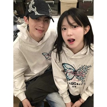 蝴蝶 情侶裝秋冬 冬天情侶裝 帽t 衛衣 加絨加厚 冬天情侶衣 外套女 情侶衣服 情侶裝長袖 情侶帽t 情侶裝