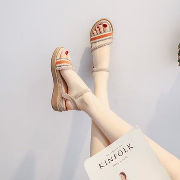 氣質松糕羅馬坡跟涼鞋女夏季厚底2025年新款配裙子仙女風網紅超火
