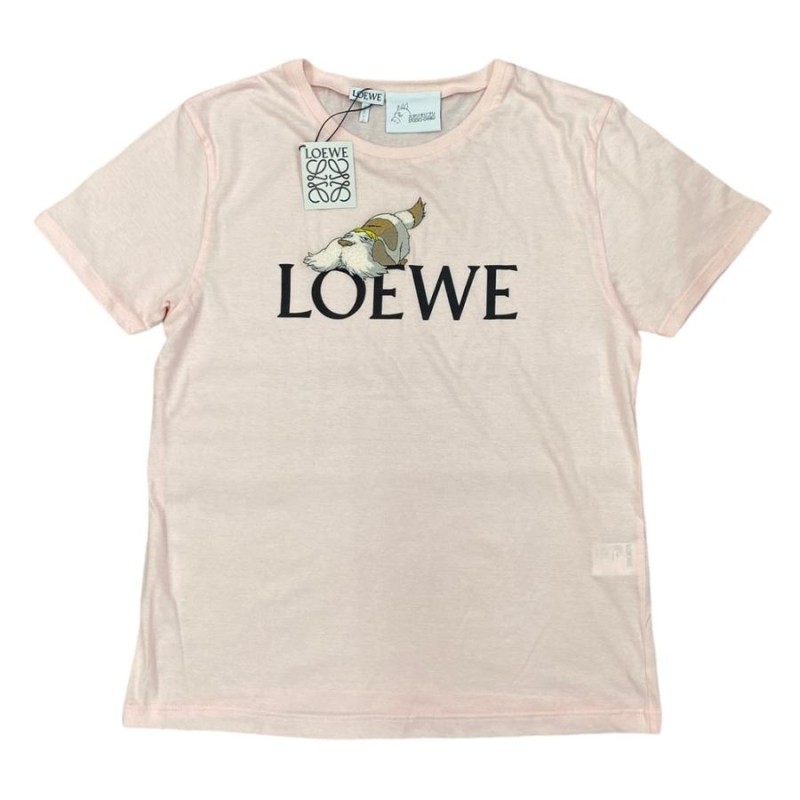 LOEWE ロエベ SB44Y22X12 ロエベ×ハウルの動く城 ヒン刺繍 Tシャツ ピンク コットン サイズL 未使用 | LINEショッピング