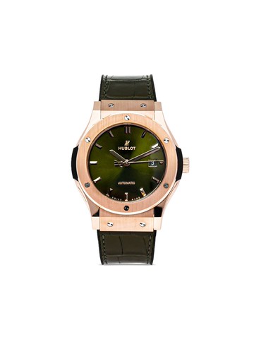 Hublot - pre-owned Classic Fusion 42mm - men - Rubber/18kt Rose Gold/stainless steel - One Size - Green