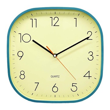 FRANCO簡單生活方框靜音掛鐘  黃白色