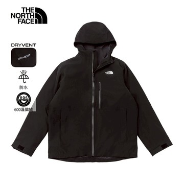 男款黑色DryVent防水透氣保暖連帽羽絨內裡三合一外套｜83SL4HF