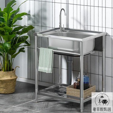 公司貨 免稅 簡易加厚不銹鋼洗菜盆單水槽水池家用廚房室外陽臺洗手洗碗盆支架 PDD-35洗手台