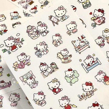 ✨桃園出貨✨新款hello Kitty貼紙pvc防水透明貼紙手賬手機收納裝飾貼紙卡通款