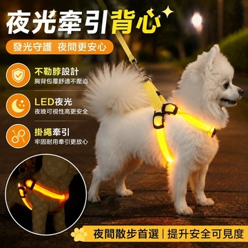 寵物掛繩 不勒脖狗狗夜光牽引繩背心式LED發光胸背泰迪博美寵物狗鏈狗狗發光背帶 狗狗背帶 寵物胸背 狗背帶 犬
