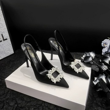 VIVILIAN後鏤空水鑽高跟鞋(三種高度可選)