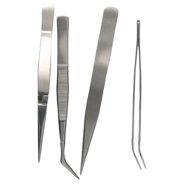 AP. 普思 鑷子4件組 不鏽鋼材質 工藝 壓花 網點 模型 DIY 串珠 集郵 卡片製作  不適用  銀色  1組