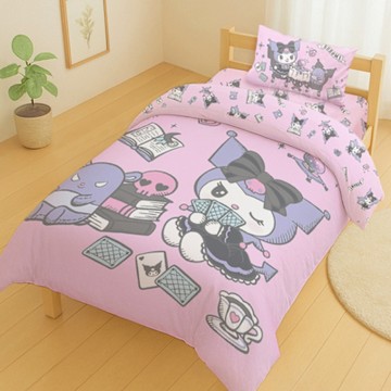 享夢城堡 MIT卡通天絲單人床包雙人兩用被套三件組-三麗鷗酷洛米KUROMI 神秘占卜師-粉