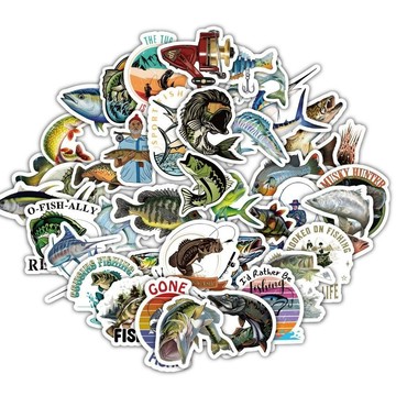 釣魚創意貼紙 裝飾車貼 冰箱貼紙 釣魚人貼紙 釣魚文案貼紙 貼畫180張戶外釣魚塗鴉貼紙裝飾行李箱筆記本水杯創意DIY貼