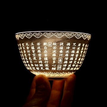 大清乾隆鍍銀刻字透光蓋碗古董古玩收藏真品仿古瓷器老貨老物件