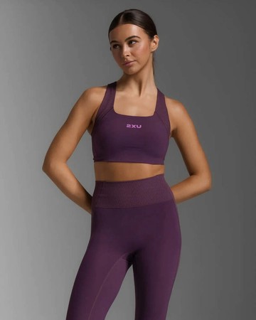 2XU Ribbed Longline Low Impact Bra 女士 羅紋長版V型美背低度支撐運動內衣｜紫