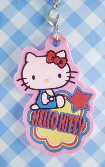 【震撼精品百貨】Hello Kitty 凱蒂貓~矽膠手機吊飾-LOGO粉