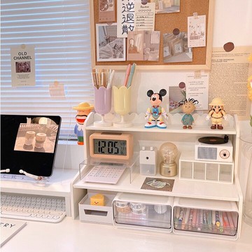 旅侶生活館??|梯形 置物架 桌上 書架 桌面置物架 梯形層架 大容量 學生 宿舍書架 收納架 雙層置物架 宿舍收納