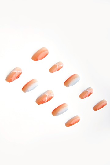24pcs Pink Marble Print False Nail