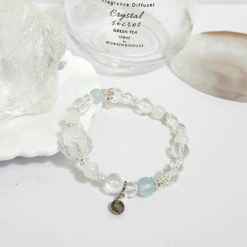 淺粉晶Q版九尾狐設計手鍊/招桃花/增強溝通能力/平衡情緒之水晶