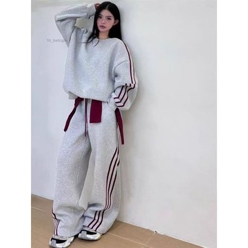【台灣出貨】40-150公斤可穿 春秋美式寬鬆套裝 韓版休閒運動服套裝 炸街時尚百搭兩件套 運動套裝 大碼套裝 休閒套裝