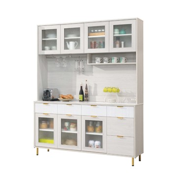 文創集 蒙羅雙色5.3尺岩板六抽高餐櫃/收納櫃組合-160x40x201cm免組