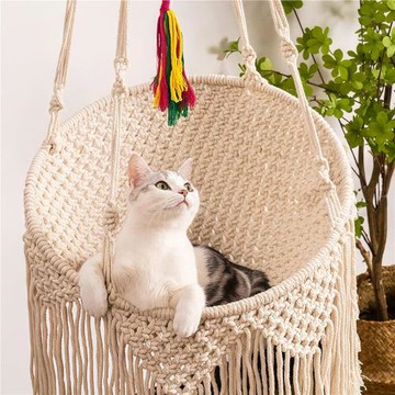 手工編織貓咪吊床窗戶懸掛式陽臺貓吊床玻璃秋千架子貓窩掛床