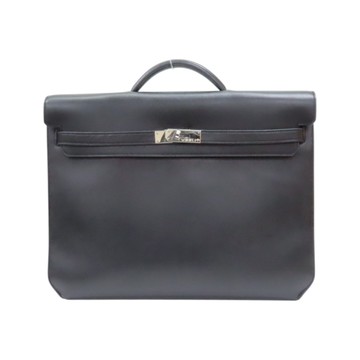 HERMES 愛馬仕 黑色 Ever Grain皮革 Kelly Depeches 36 公事包 U刻 銀釦 【二手名牌BRAND OFF】