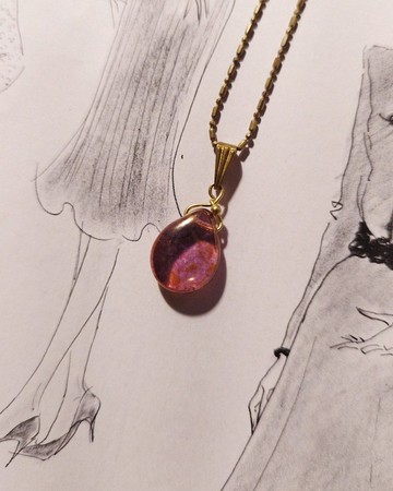 水滴珠吊墜項鍊 - 玫瑰 / 可客製長度