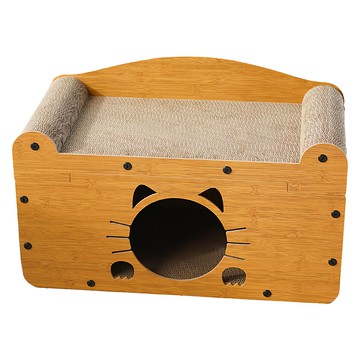 T.N.A. 悠遊 二合一沙發貓抓窩 環保紙漿 多功能貓抓睡床 分體式貓窩 寬敞舒適 透氣涼爽  56 x 29 x 35cm  木色  1個