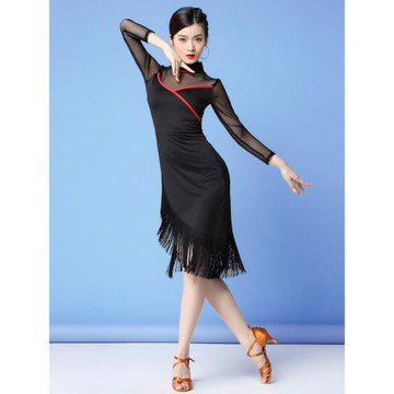 拉丁舞裙連衣裙流蘇旗袍表演服新款性感專業演出服倫巴古典舞服裝