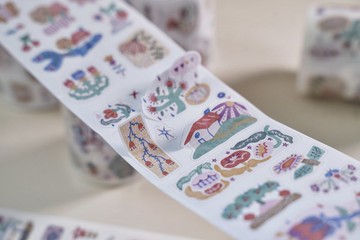 花樂集 レトロ文芸風 手描き図案 PET 和紙膠帶 (kiss-cut)
