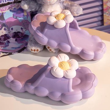 外穿踩屎感拖鞋女夏季室內居家居浴室洗澡厚底家用可愛花朵涼拖鞋